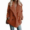 Abrigo Artificial de piel de invierno para mujer, chaqueta informal con cuello plegable, Teddy elegante con cuello en V, chaqueta con diseño de botones de lana suave y esponjoso