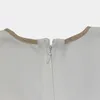 Robe à bandes blanche pour femmes, col en v, slim, haut de styliste, robes de style ZF1318