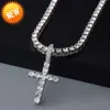 Ciondolo croce 5mm Vvs Moissanite Diamond Tennis Chain Collana in argento 925 Hip Hop per gioielli da donna