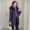 Women's Leather 2023 90% White Duck Down Jackets Fur Collar Hooded Coat Female Real Sheepskin Woman Jacke