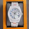 Zegarek z pełnym diamentowym mężem 40 mm automatyczne zegarki mechaniczne ze stali nierdzewnej 904L Srebrny pasek Business WristWatch Men Na ręce M258G