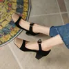 Dress Shoes Women High-Heeled Chunky Heels Famele Mary Jane Clasp Vintage Ladies Color Matching Temperament Pumps