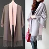 Marca de moda de inverno de 2017 Cashmere Cashmere Sconsided Women Women Shawl Cape Blanket Solid Fouard Fringed Sweater de mangas compridas3921776