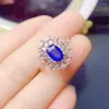 Кольца кластера Натуральный настоящий синий сапфир Роскошное кольцо для ювелирных изделий Стерлинговое серебро 925 пробы 5 7 мм 1 карат Драгоценный камень Fine J22914