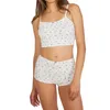 Women's Sleepwear Womens Loungewear Set Crop Tank Top Lace Trim And High Waist Shorts Floral 2 Piece Pajamas Lounge Sets