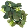 Dekorativa blommor 2 datorer Ljusstake Garland Juldekorringar Ringar Kransar Silk Flower Artificial Leaf