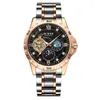 Montres-bracelets Junyu Luxe Mode Starry Sky Trois Yeux Montre Pour Hommes Étanche Night Glow Entièrement Automatique Mécanique