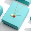 Collane con ciondolo Confezione regalo originale Tiff925 Sier Love Heart Pendenti Gioielli Collane con diamanti Returnlover Donna Uomo Collana con dichiarazione Dhtfu