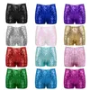 Stage Wear Kids Boys Girls Ballet Dance Shorts Dancewear Elastic Shiny Sequins For Gymnastics Leotard Performance Costume