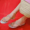 Slippers Luxury Crystal Wrap Heels Women Rhinestone Flat Bling Shiny Sandal Sexy Summer Fashion Party Sweet Shoes