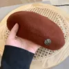 Berets para criativo simples cor sólida pintor chapéu gorro all-match gathe