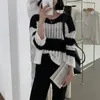 Pulls pour femmes 2024 Début du printemps doux pull surdimensionné mode coréenne évider pulls tricotés Y2K Harajuku recadrée tricot smock haut