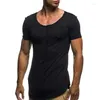 Men's Suits B3514 Short Sleeve Solid T-shirt Casual Summer Top Tee Shirts Mens Fitness