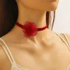 Pendant Necklaces 2023 Lace Necklace Women's Neck Strap Black Romantic Choker Vintage Luxury Niche Wine Red Velvet Camellia Clavicle Chain