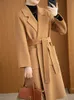 Women's Wool Blends 2023 HighEnd Coat Winter 100 Pure DoubleSided Woolen White Thread Sewing Edge Elegant Outerwear Trendy 231211