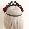 Pinces à cheveux Vintage pour femmes, couronne de tête de Style gothique, couronne noire, Roses, bandeau diadème, fête d'halloween, Cosplay, ornements de princesse