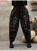 Jeans da donna Moda Autunno Vintage Stampa letteraria Vita elastica Donna Versatile Streetwear Lavaggio oversize Pantaloni Harem in denim della mamma
