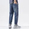 Jeans masculinos 2023 masculino de alta qualidade marca reta leve algodão estiramento denim negócios casual cintura alta calças finas g90