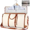 Duffel Bags Pu Saco de vestuário conversível com alça de ombro Carry on Duffel Bag para homens mulheres 2 em 1 pendurado mala terno sacos de viagem sac 231213