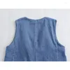 Gilet da donna Gilet di jeans da donna Autunno 2023 Gilet vintage di moda da donna Top monopetto senza maniche