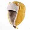 Trapper Hats 2024 Womens Warm Earmuffs Thicked Cap Winter Cold Cotton Cat Ear Bomber 231212