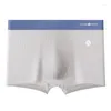 Mutande 4 pezzi Slip in cotone da uomo Uomo Boxer a righe tinta unita a vita media Pantaloncini Comodo sacchetto convesso Mutandine Intimo Lingerie