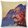 Pillow Japanese Style Landscape Painting Cover Four Seasons Nature Scenery Fuji Mountains Trees Rivers Sea Sofa Case