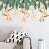 Feliz natal ouro sino estrelas pinho folhas verdes adesivos de parede para sala estar quarto casa decorativo festival decalques parede pvc