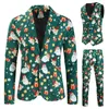 Ethnic Clothing Xingqing Christmas Suit Set for Men Cartoon Print Long Sleeve Single Breasted Jacket with Vest Pants 3Pcs Clothes Party Outfits 231213