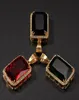 Red Green Black Large Lab Ruby Rectangle Gem Pendant Bling Simulated Diamonds Ruby Jewelry 18K Yellow Gold Plated Necklace6953804