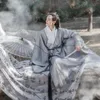 Etniska kläder Kinesiska traditionella Hanfu Taoist Long Robe Mens and Womens Largesleeved Shirts Crossnecked Cosplay Meditation 231212