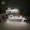 Personalizado 3d sinal de néon luz feliz aniversário oh palavras do bebê neons tubo decoração luzes para bar pub clube carta placa festa background256z