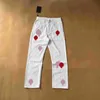 Mens Heart Jeans Designer Make Old Washed Chromees Hearts Jeans Chrome Straight Trousers Heart Letter Prints for Women Men Casual Long Style 756