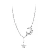 Medaglioni Squisito Flash Diamond Moon Star Nappa Cute Clavicola Catena Ciondoli in argento sterling 925 per le donne Regalo di compleanno Fine Jew249y