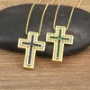 Kedjor Aibef Religion 3 Färger Rhinestone Cross Pendant Women Necklace Inlay Crystal Copper Zircon Anniversary Jewelry Luxury Accessory