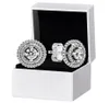 NEW Sparkling Double Halo Stud Earrings Original box for 925 Sterling Silver Women Wedding gift CZ diamond Earring9741921