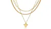 Chains Women Necklace Stack Set Layered Gold Color Stainless Steel Paperclip Wheat Satellite Link Chain 3pcs Tiny Charm LDN2532992471