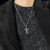 Collares colgantes Goth Halloween Hombres Retro Espada Cráneo Collar Punk Acero inoxidable Esqueleto Cadena de cuello para gargantilla masculina Joyería de moda