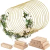 Fleurs décoratives 12Pack 12 pouces cerceau floral pièce maîtresse de table en métal argenté couronne anneau support macramé pour bricolage maison noël mariage