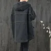 Trench da donna Primavera Autunno Corea Moda Donna Manica lunga Cappotto allentato con cappuccio Doppia tasca Casual Nero V111