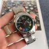 Mode Top-Marke Uhren Männer Bunte römische Ziffern Stil Metall Stahlband Quarz-Armbanduhr X146245i