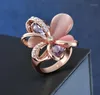 European and American Style Fashion Jewelry Large Petal Opal Ring Crystal Ring Inlaid with Multiple Zircons High Quality Jewelry16307171