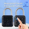 Dörrlås Tuya Bluetooth Smart Biometric FingerPrint Lock Keyless Quick Unlock Anti Stöld Hänglås IP67 Vattentät hemresor Securit 231212