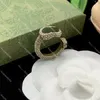 Дизайнерские кольца с бриллиантами, кольцо с кристаллами и буквами, кольца с двойными буквами, кольца со стразами, ювелирные изделия с коробкой