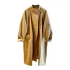 Trench da donna SuperAen 2023 Stile europeo elegante Stand Up Neck Autunno/Inverno Cappotto lungo allentato per le donne