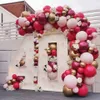 Noel Süslemeleri 92pcs Kırmızı Pembe Metal Gül Balon Çelenk Kemer Kiti Altın Lateks Balonlar Bebek Duş Doğum Günü Partisi Düğün Dekorasyon Sahibi 231213