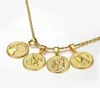 12 Zodiac Sign Horoscope Pendant Necklaces for Mens Womens Gold Aries Leo 12 Constellations Drop Necklace Jewelry 2010138978267