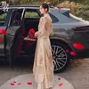 Etnische kleding Xiuhe vrouwelijke bruid Chinese stijl Toast afslankende trouwjurk Champagne pak 231212