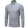 Men's Suits B8652 Autumn Winter Thermal Long Sleeve Roll Turtleneck T-Shirt Solid Color Tops Male Slim Basic Stretch Tee Top