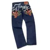 Men's Jeans Creative Pattern Harajuku Streetwear Denim Straight Leg Loose Wide Trousers Male Hip Hop Baggy Pants